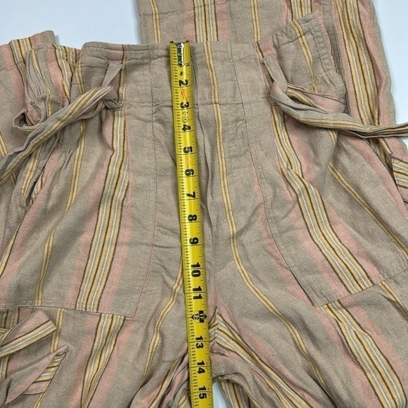 American Eagle Linen Blend Stretch Waist Striped Wide Leg Pants Medium NWOT - Picture 10 of 14